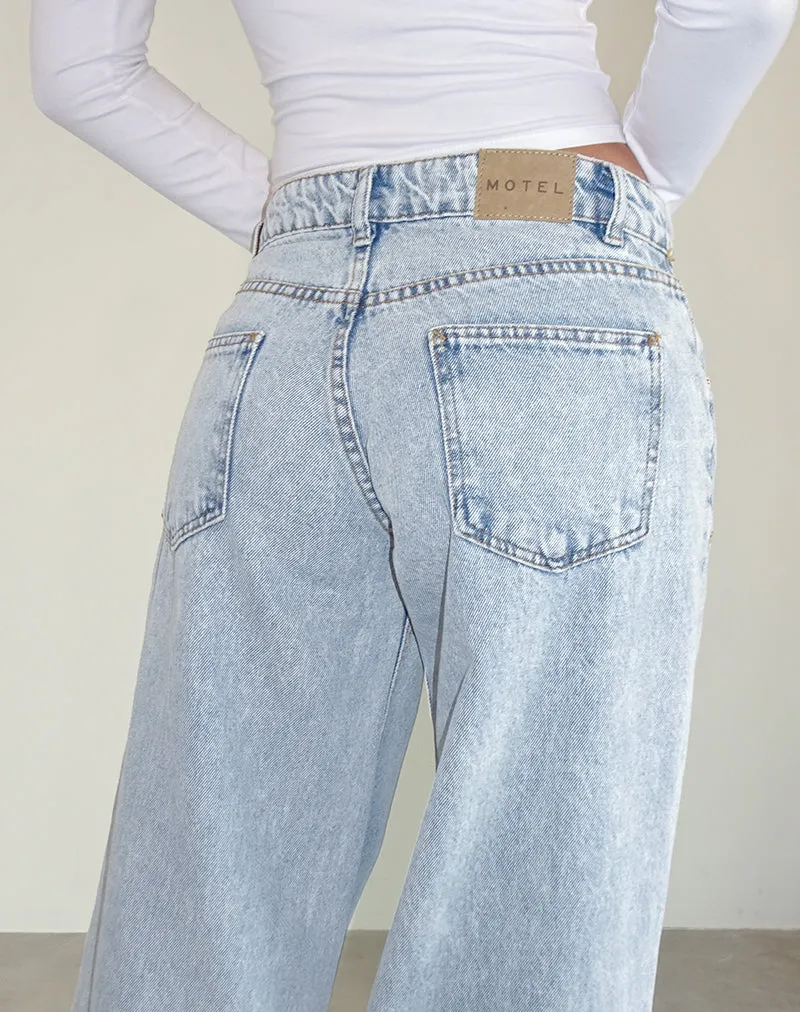 Durable Construction Quiet Luxury Low Rise Roomy Jeans in 80's Light Wash Blue