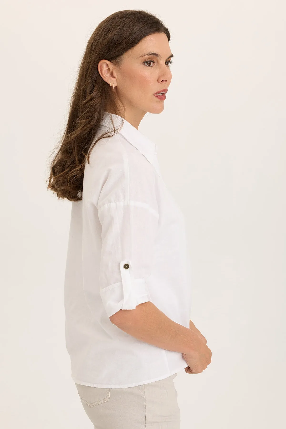 Carrie Linen 3/4-Sleeve Button-Up Nordic Light Epic Core