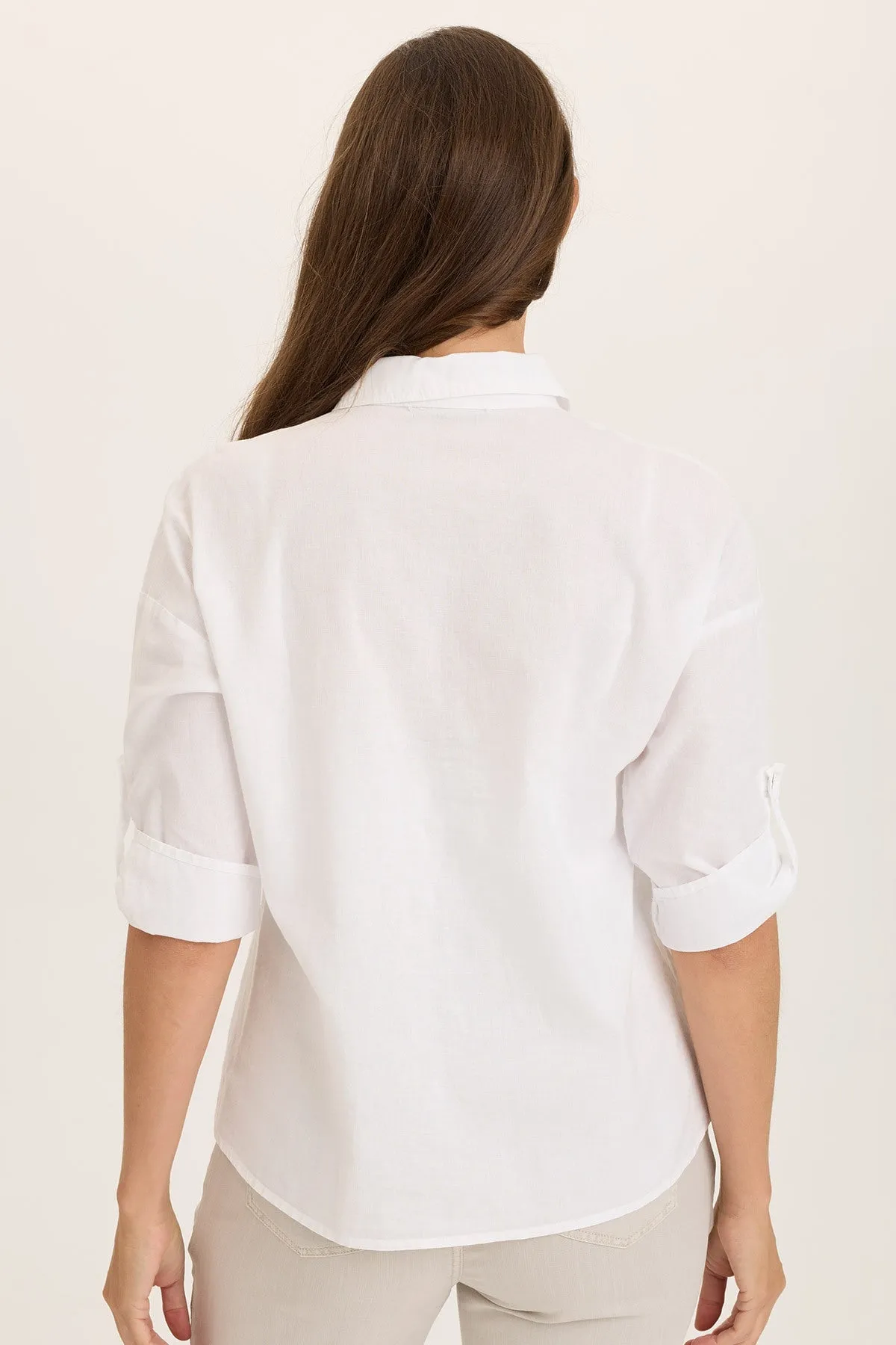Carrie Linen 3/4-Sleeve Button-Up Jump Core Easy Breath