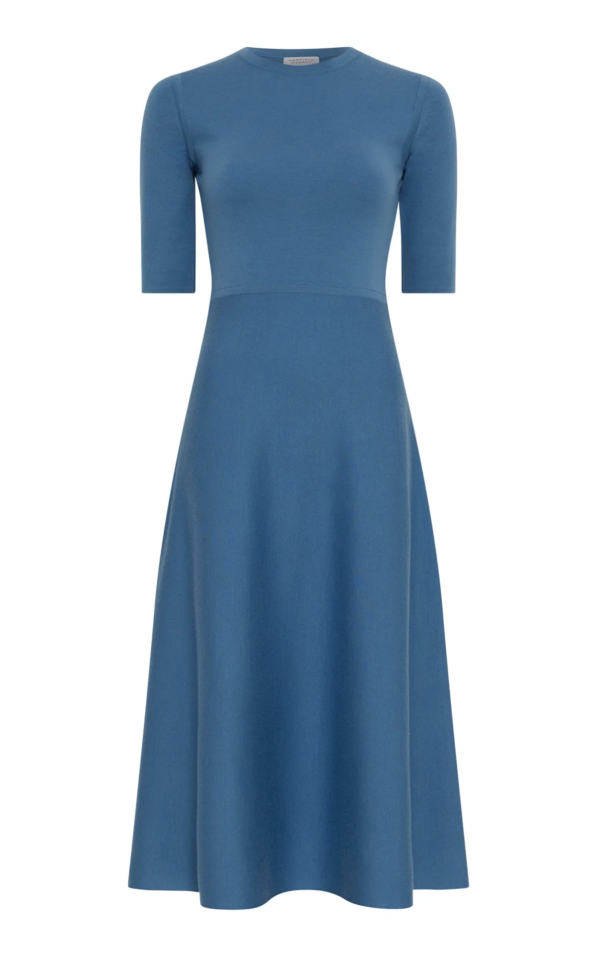 Seymore Knit Midi Dress in Sky Merino Wool Cashmere Magnetic Closure