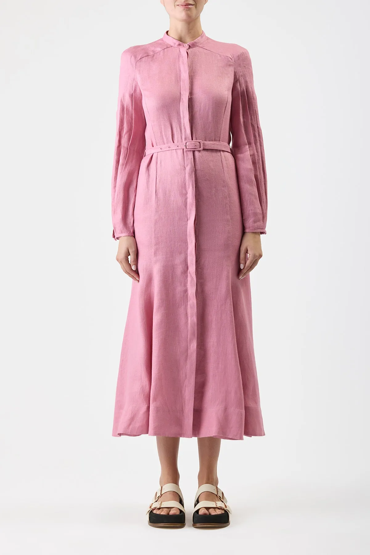 Lydia Maxi Dress with Slip in Rose Quartz Linen Tulle Soul Metal Core