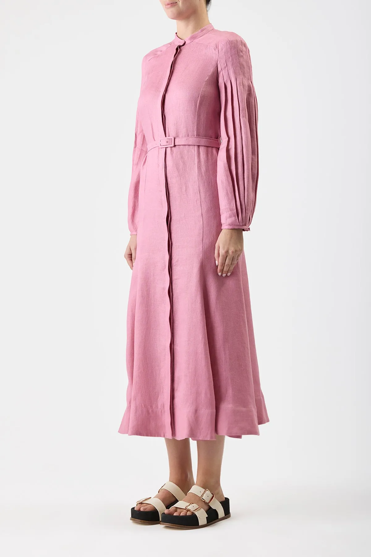 Lydia Maxi Dress with Slip in Rose Quartz Linen Modular Attachment System Gym Safe