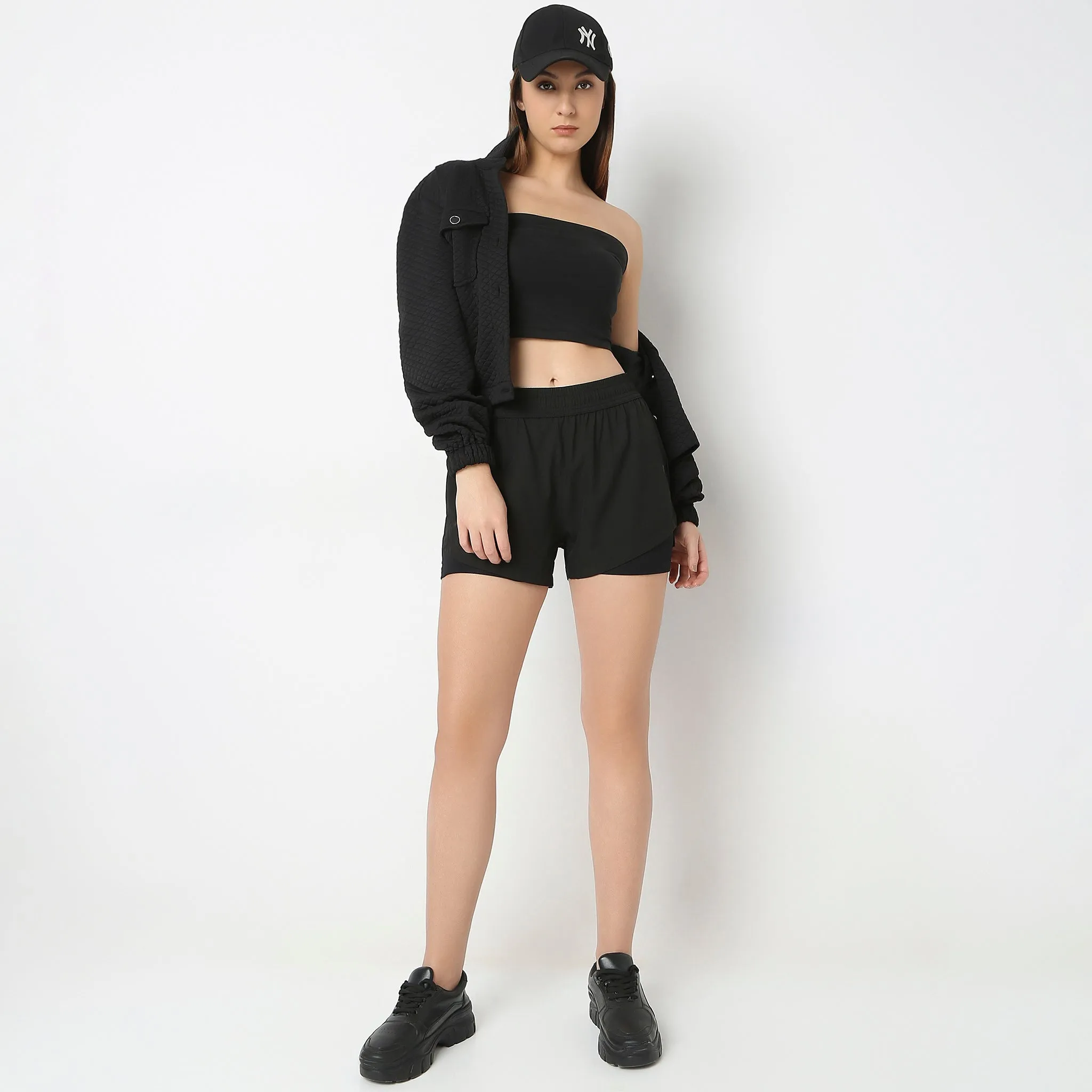 Night Out FrictionResistantFabric Relaxed Fit Mid Rise Shorts