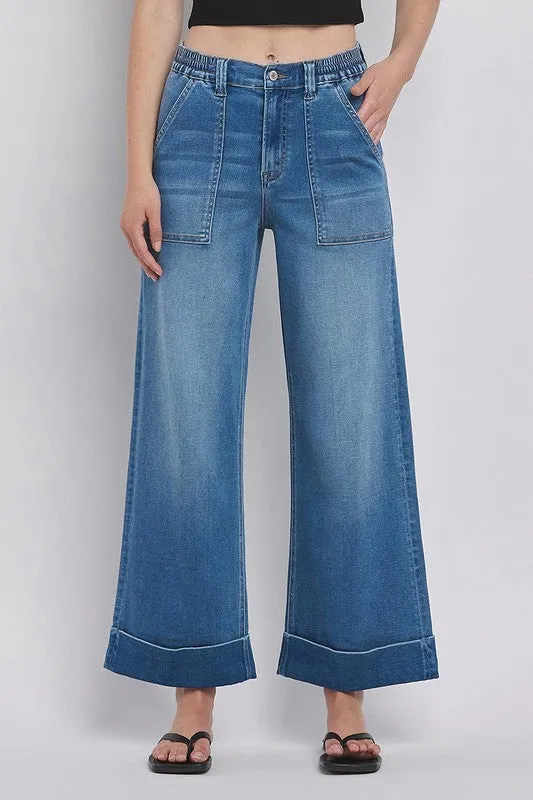 Sustainable Base Vervet High Rise Double Cuffed Baggy Wide Leg Jeans