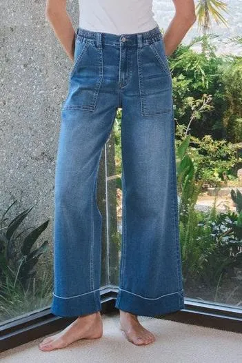 Fur Fit Fantasy Mood Vervet High Rise Double Cuffed Baggy Wide Leg Jeans
