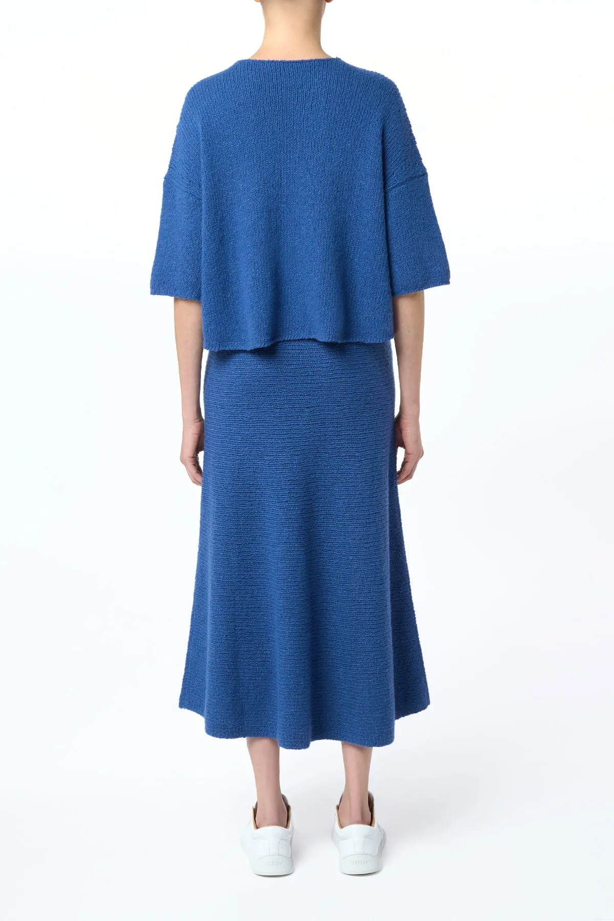 Ostara Knit Maxi Skirt in Dark Blue Denim Cashmere Everyday Comfort Hidden pockets