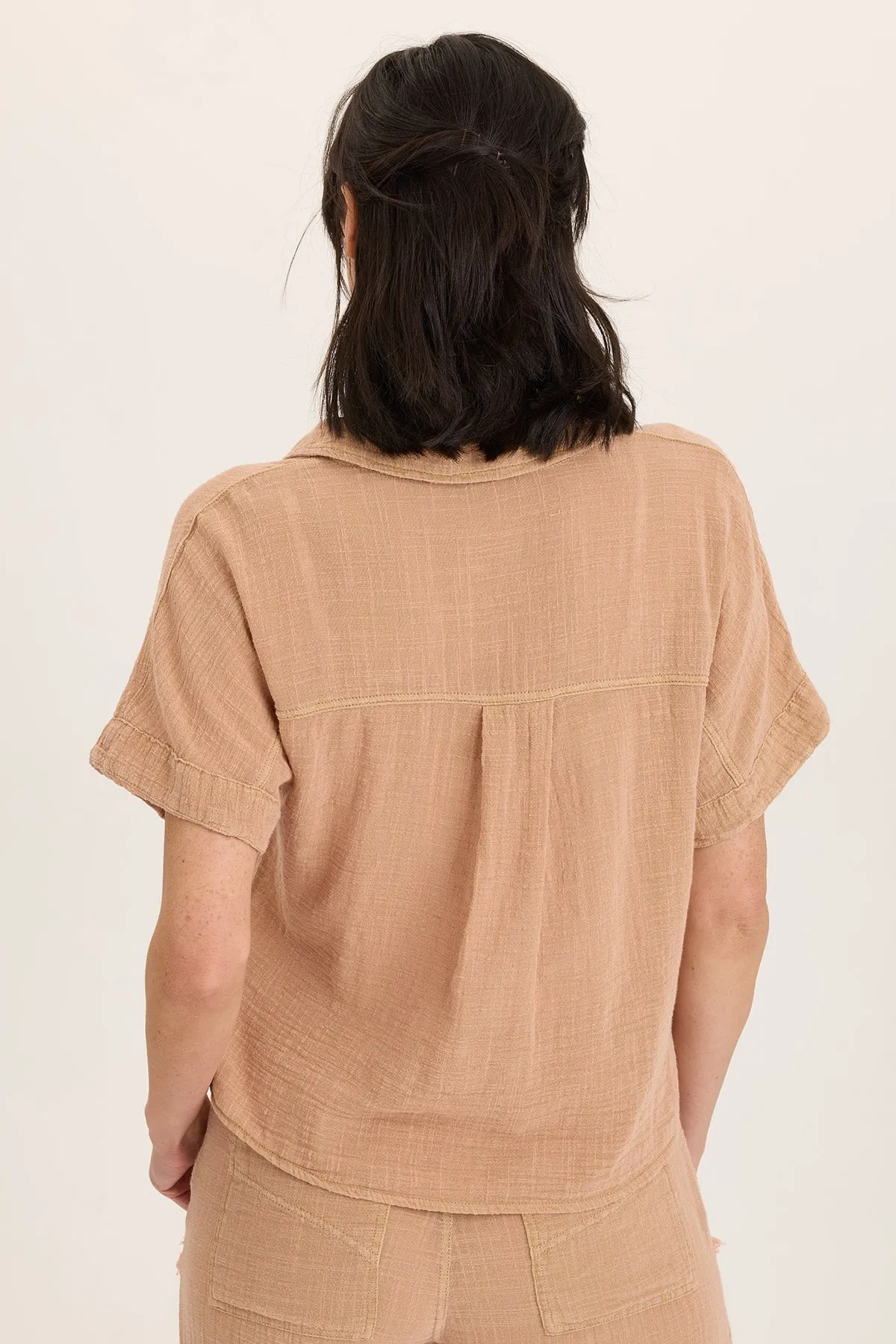Teagan Gauze Tie-Up Top Urban Cool CompactPackableDesign