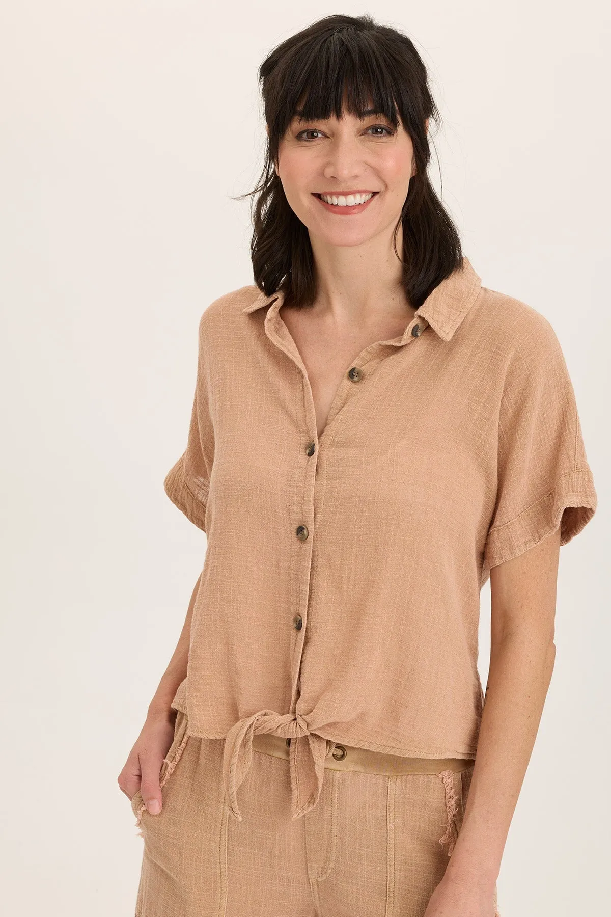 Teagan Gauze Tie-Up Top SoftTouchFinish