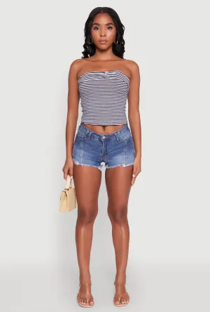 Temperature Regulating Blend present for her Madden Girl Frayed Hem Denim Booty Shorts