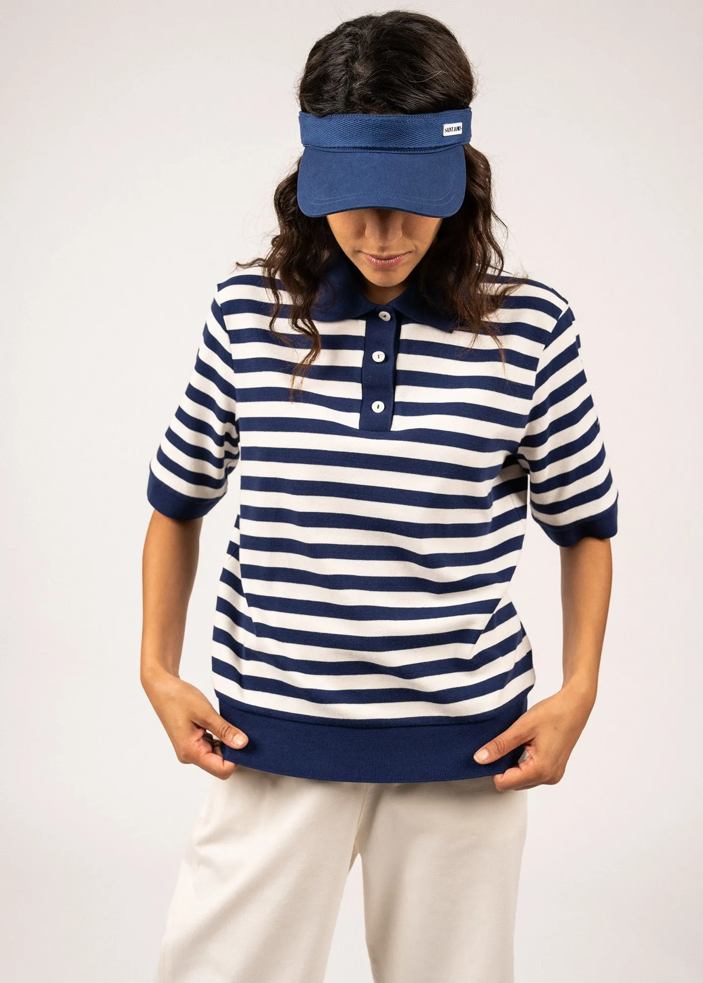 Trend Vibe CAROLA - Striped Cotton Polo Shirt  (INDIGO / IVORY)