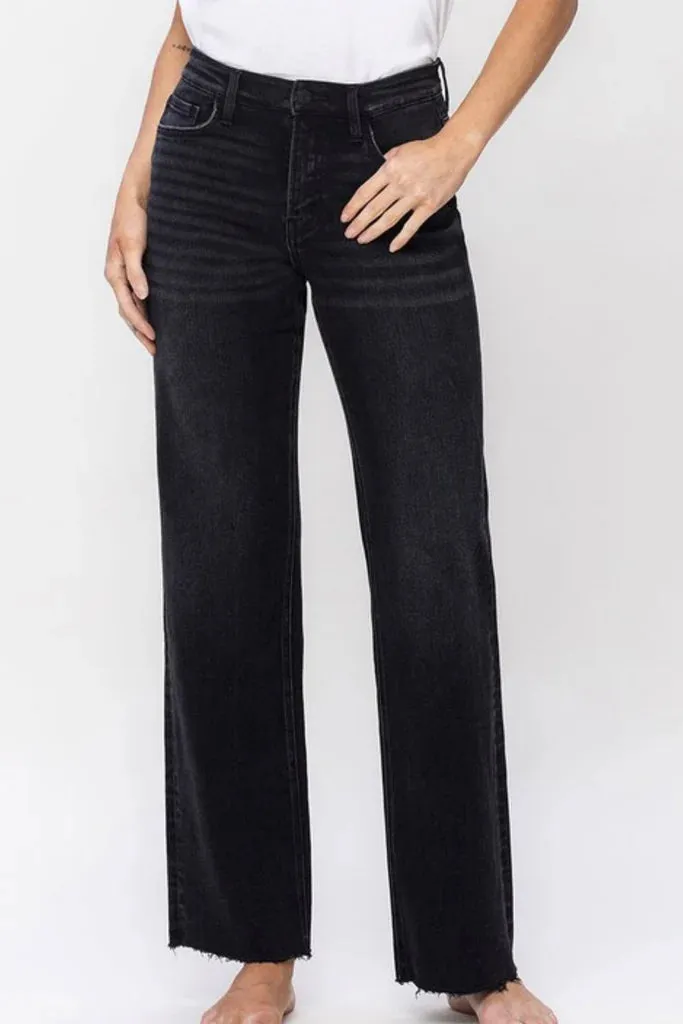 Serene Ease KnotFree Tailoring Flying Monkey High Rise Slim Wide Leg Black Jeans