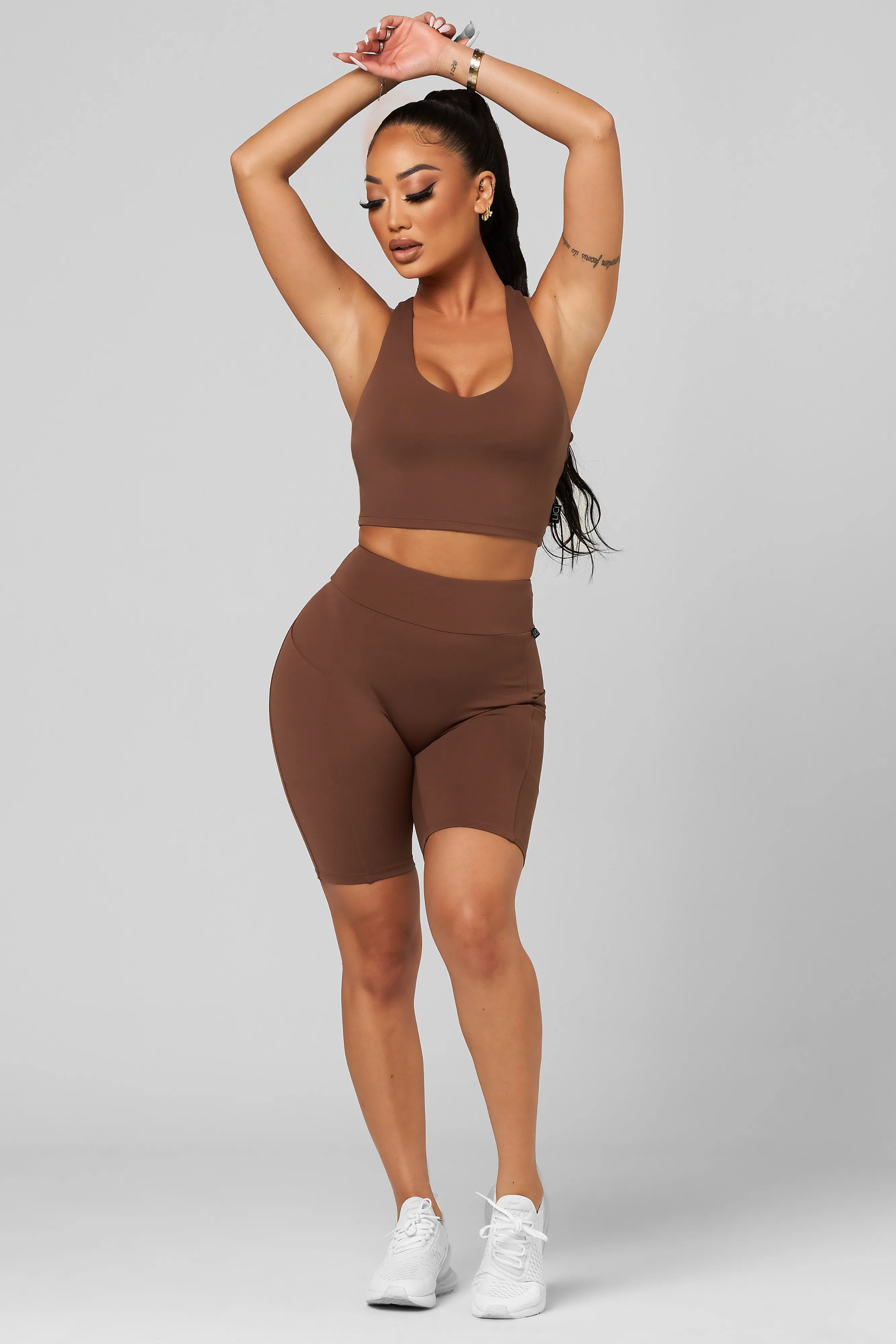 Cinnamon Built-In V-Tank Crop Top Weather Guard