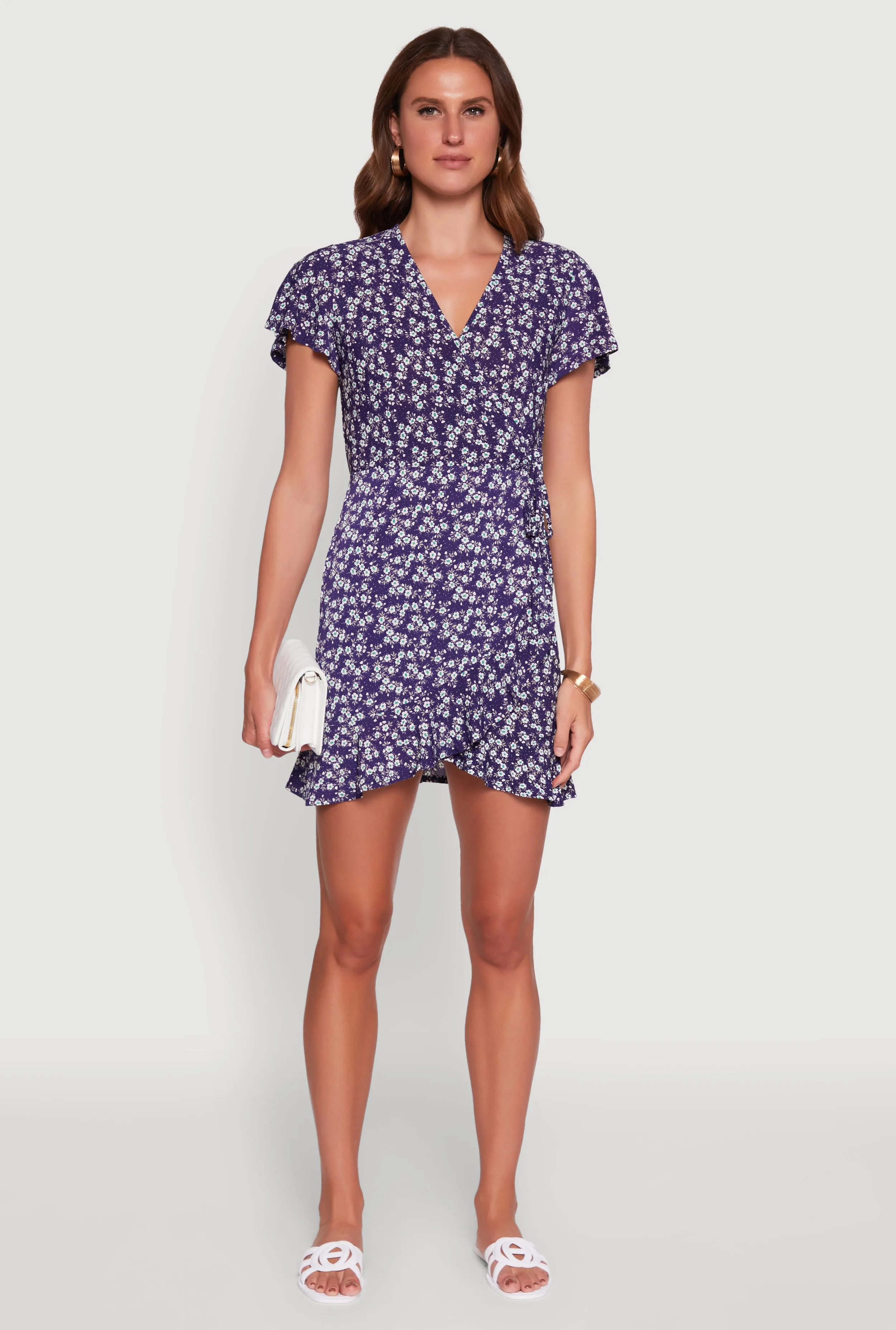 Modern Muse Floral Wrap Dress with Ruffles and V-Neck
