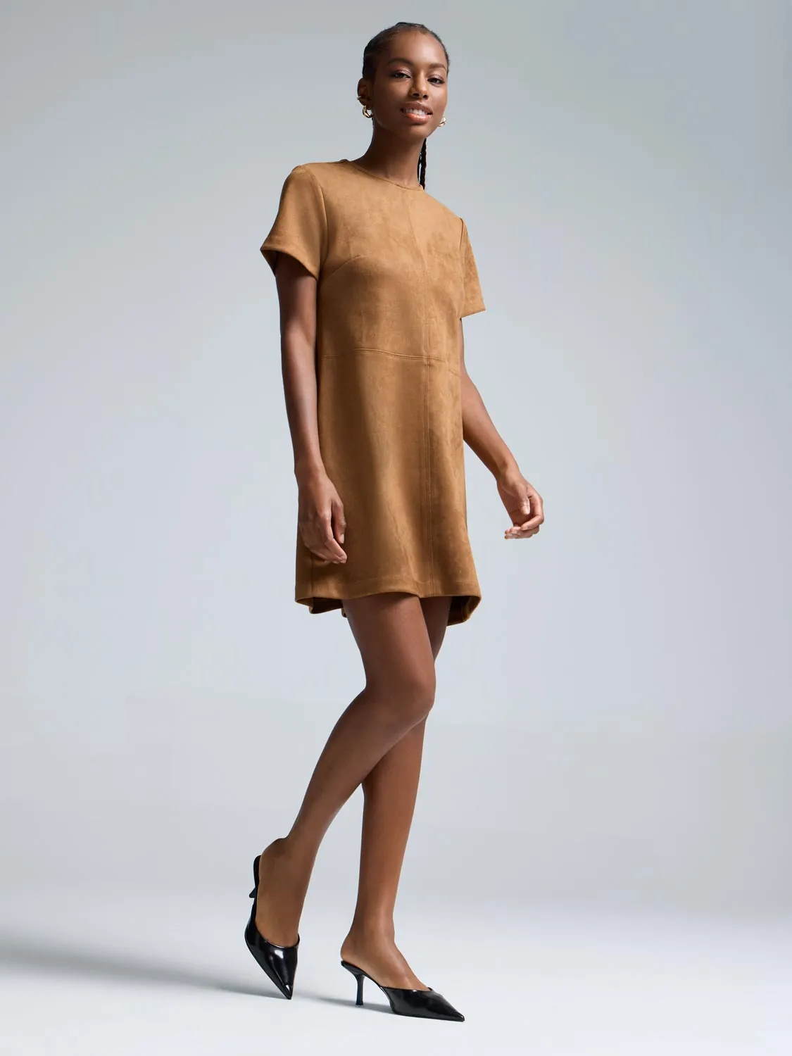 Flash Mode Faux Suede Mini Dress