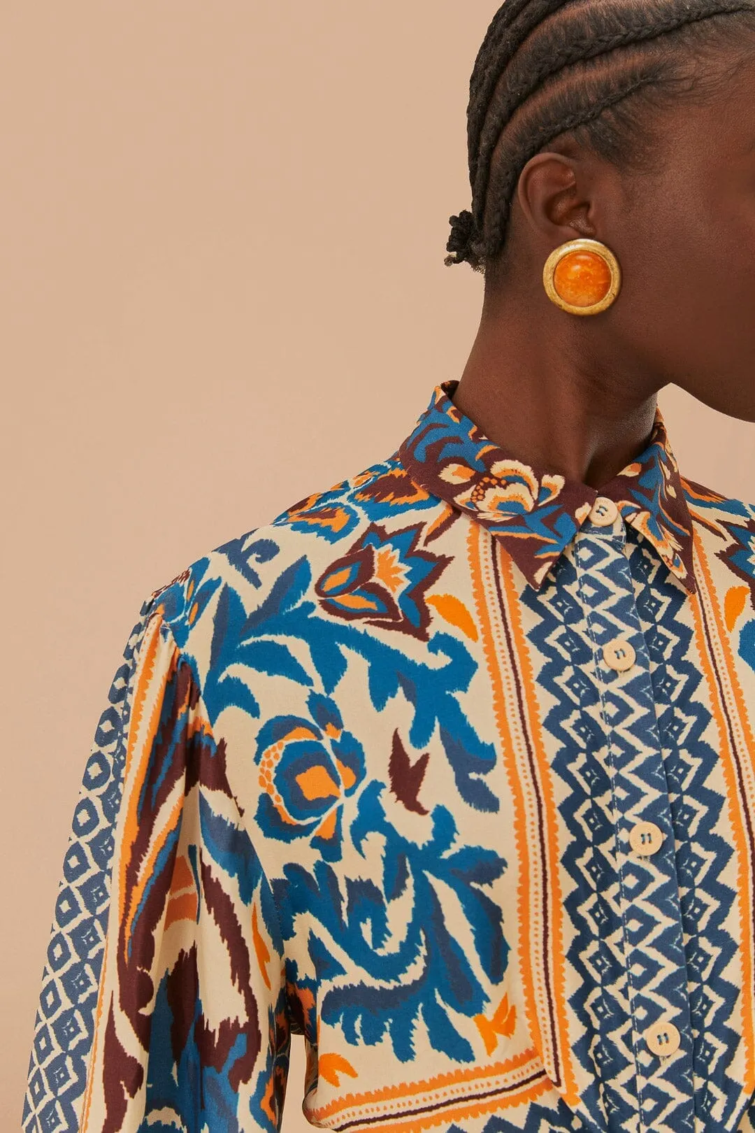 Toucans Scarf Sand Midi Dress Copper Glow