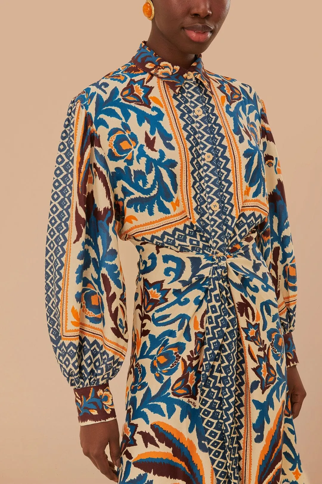 Sophisticated Design Toucans Scarf Sand Midi Dress