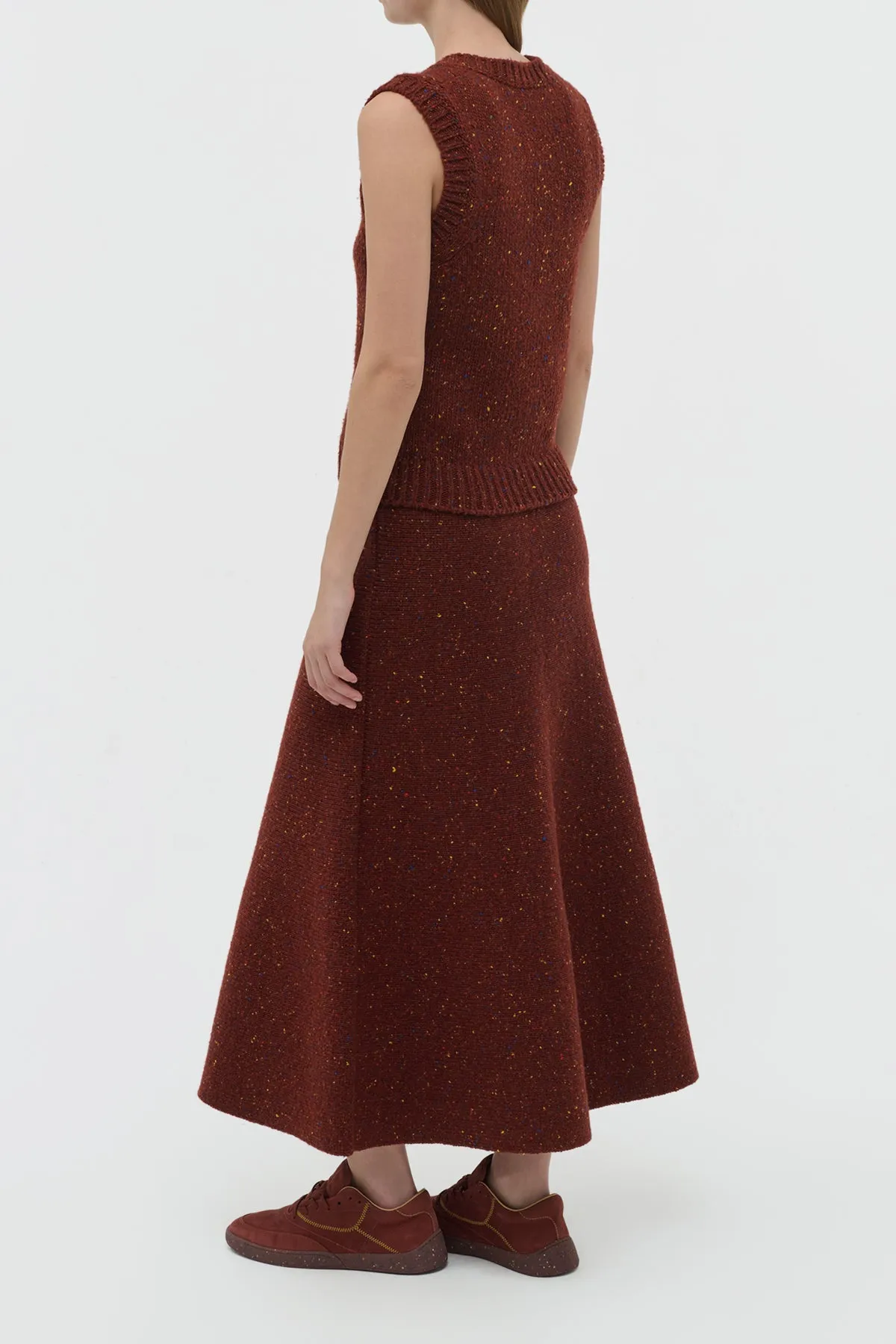 WearResistantHem Eden Knit Maxi Skirt in Burnt Sienna Multi Speckle Cashmere