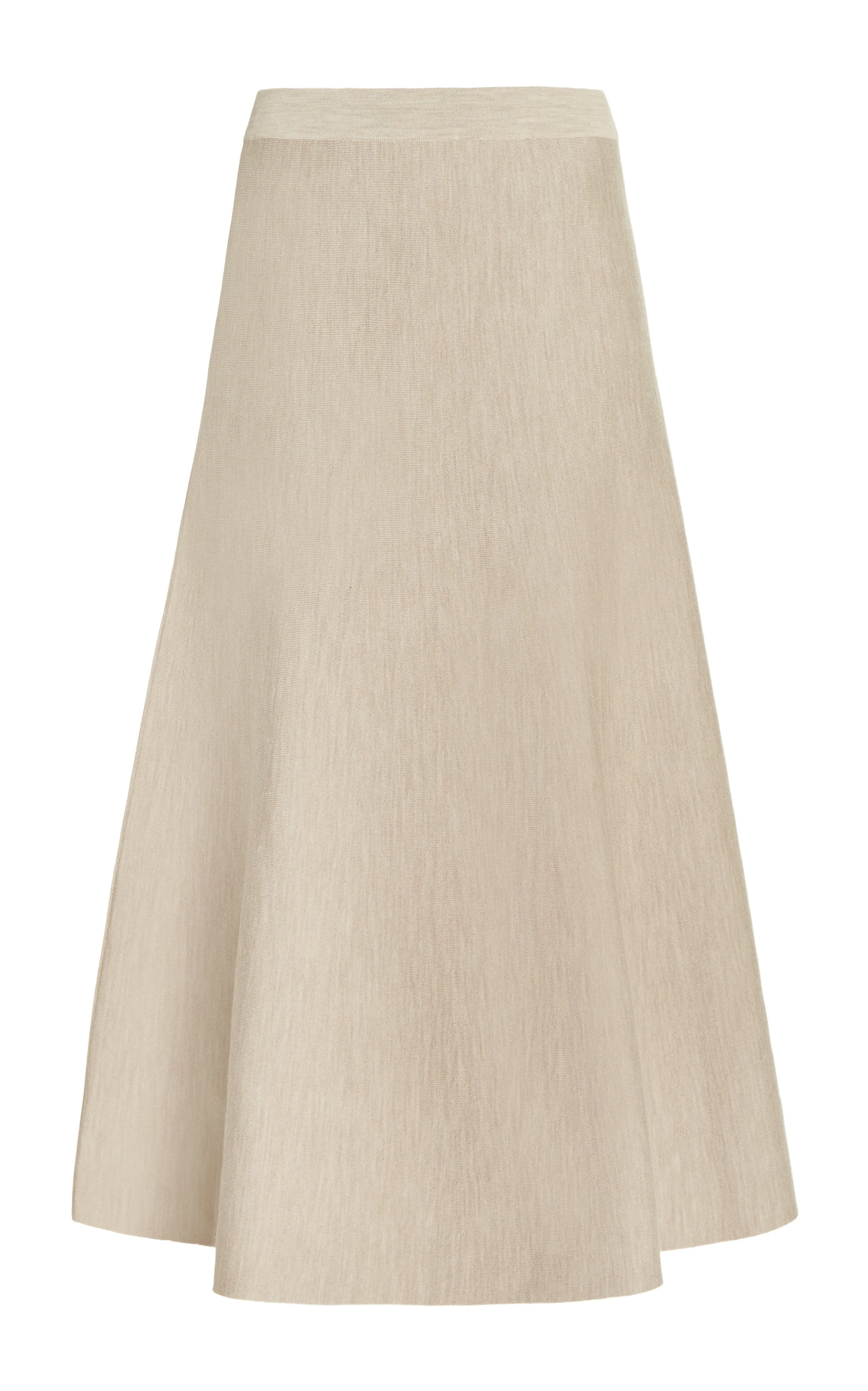 Freddie Knit Midi Skirt in Oatmeal Merino Wool Cashmere Focus Fit