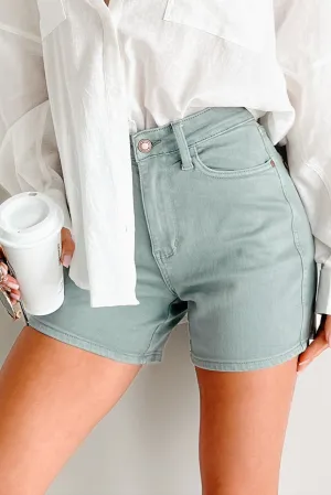 Beau High Rise Judy Blue Denim Shorts (Olive Stone) Impact Absorbing Padding