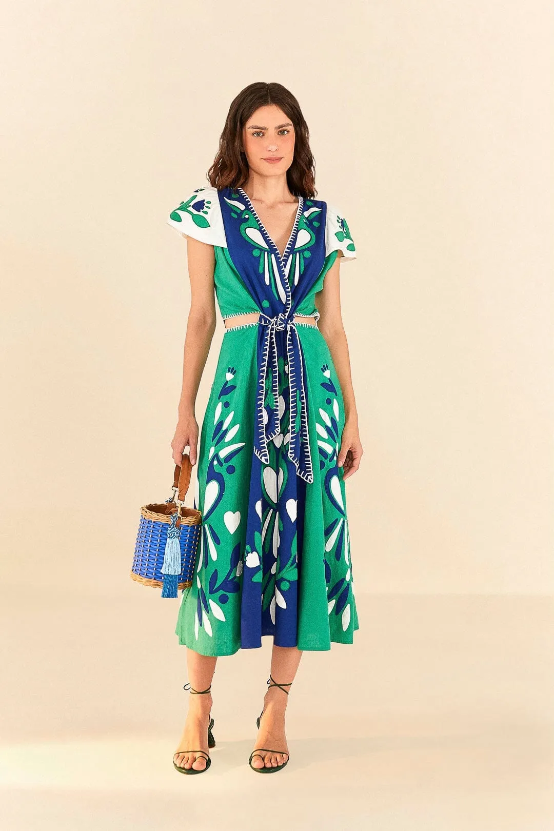Soft Garden Patchwork Midi Dress Flattering Style Casual chic midi