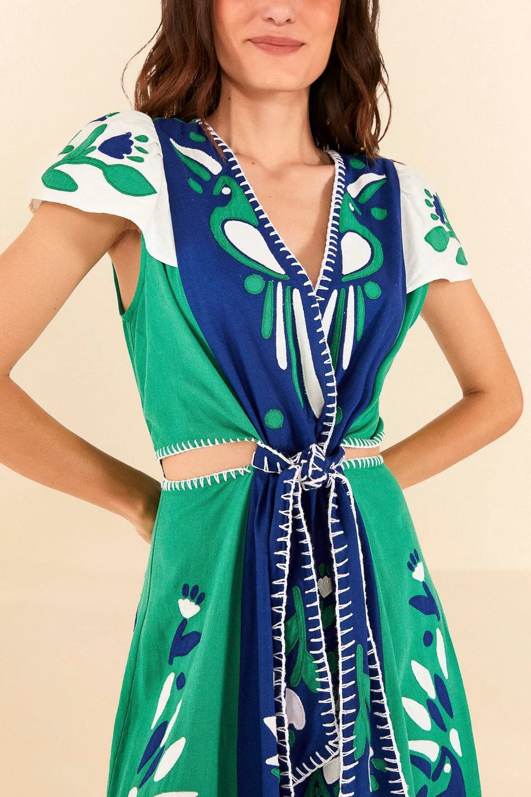 Sophisticated Look Soft Garden Patchwork Midi Dress