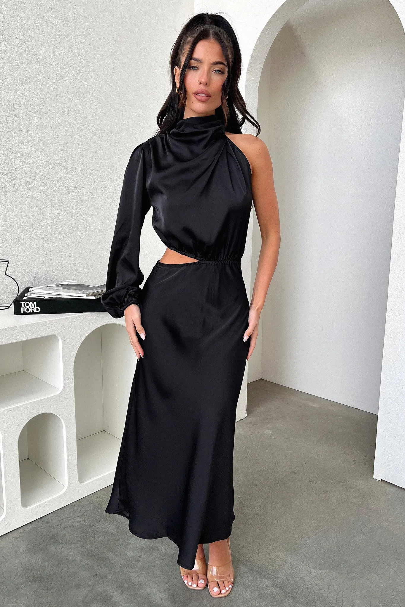 Atonia Midi Dress - Black All Day Elegance