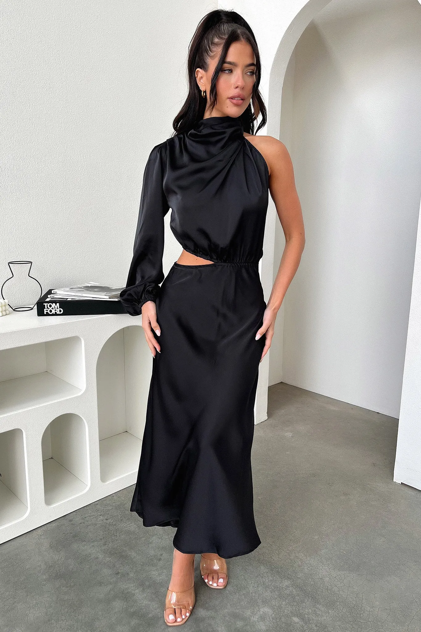 Atonia Midi Dress - Black Pasture View