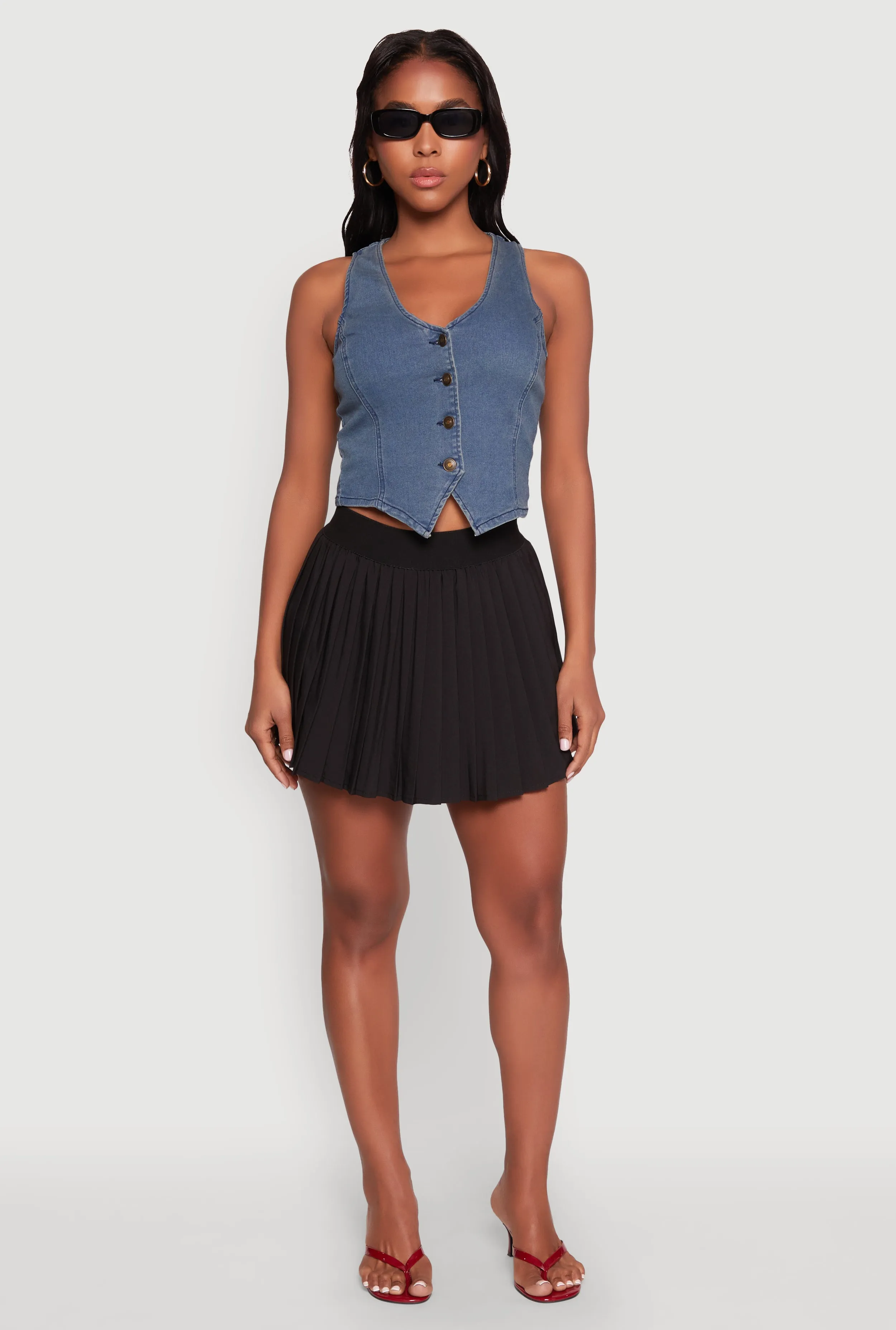 Mini Pleated Skort Slim Fit Band