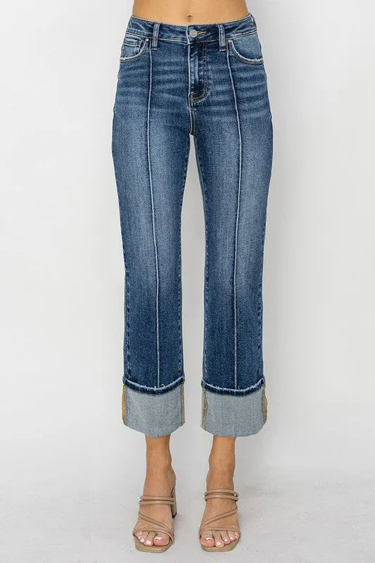 Conscious Fit Risen Dark Wash Straight Cuffed Jeans