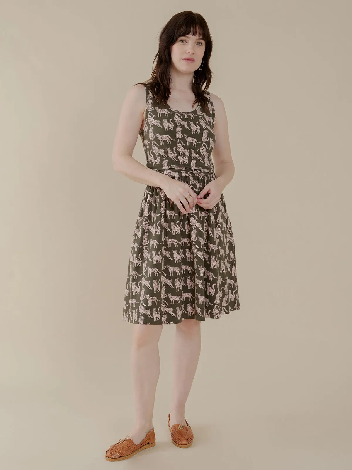 Asheville Dress - Leopard Green Rich Tone