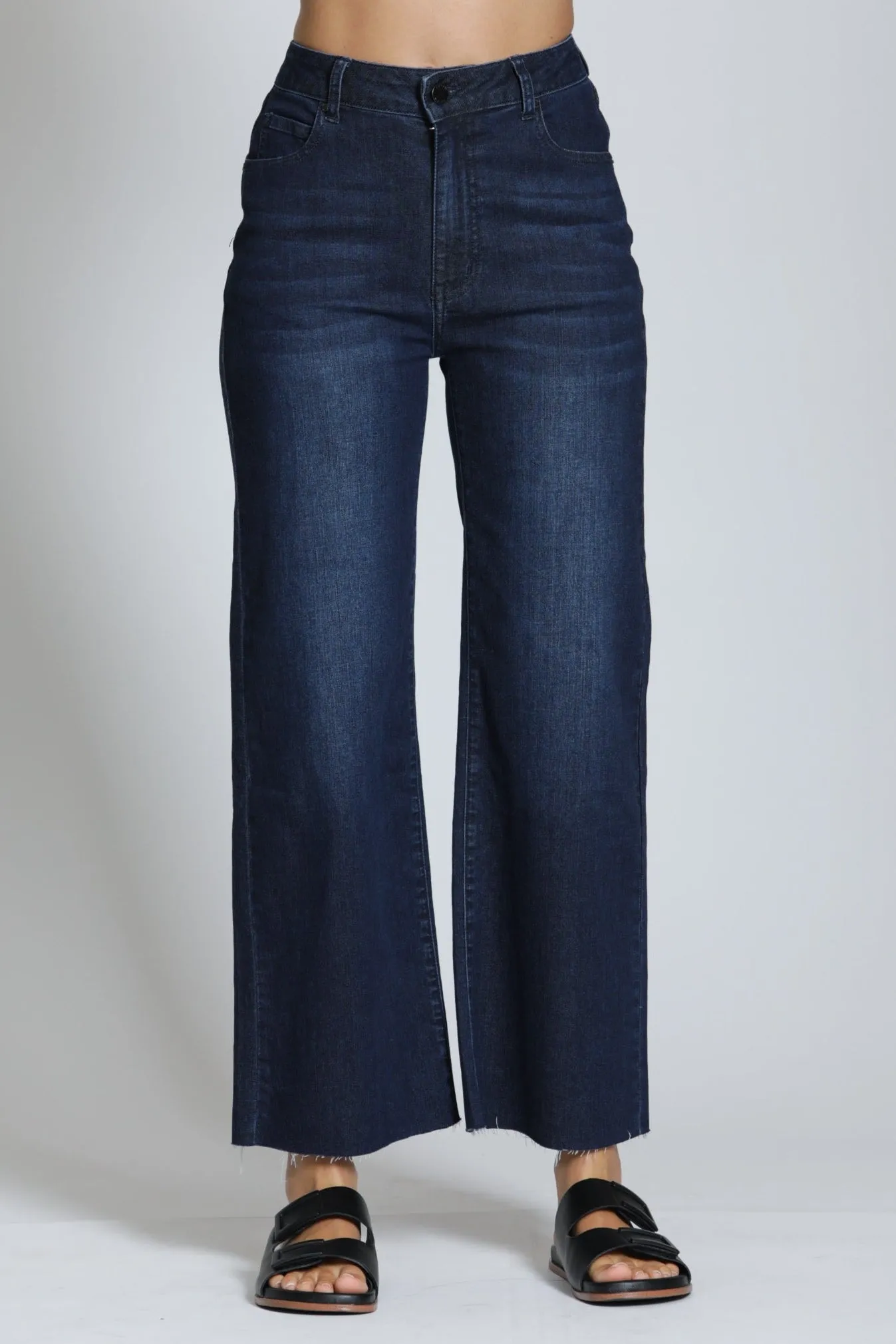 WaterRepellentFinish Weather Guard Wide Leg Crop Raw Edge Hem