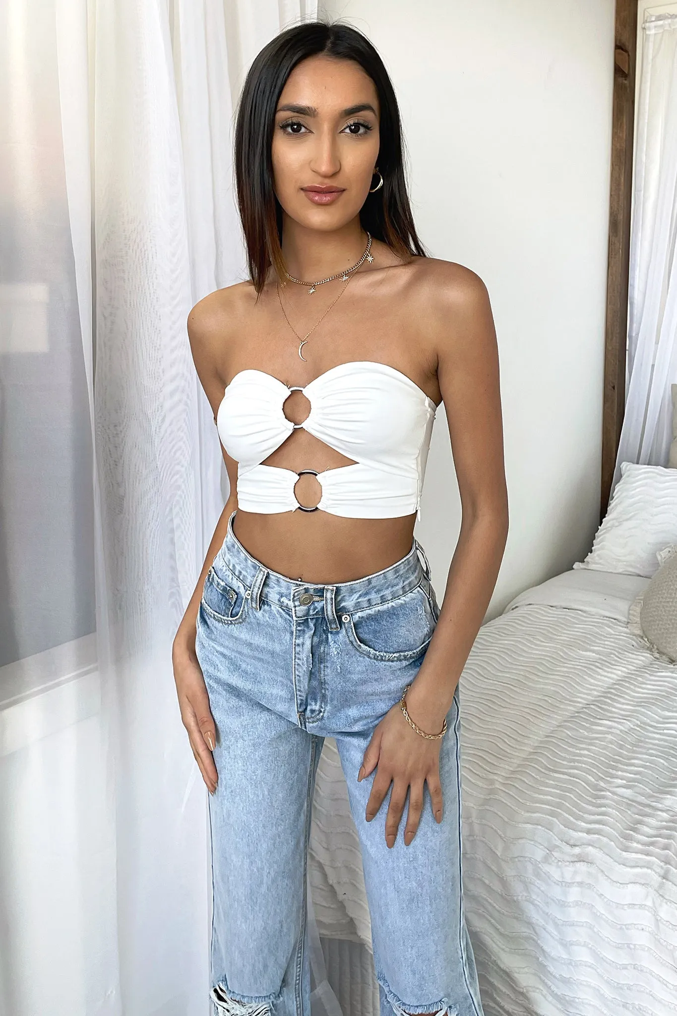 Mace Crop - White WrinkleResistant Fabric