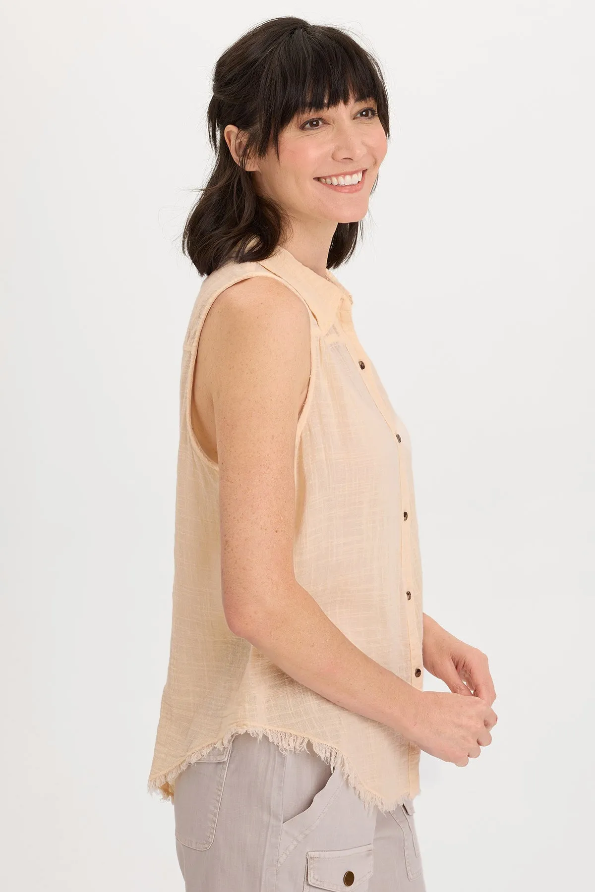Otto Gauze Button-Up Tank Comfort waistband Organza Fit