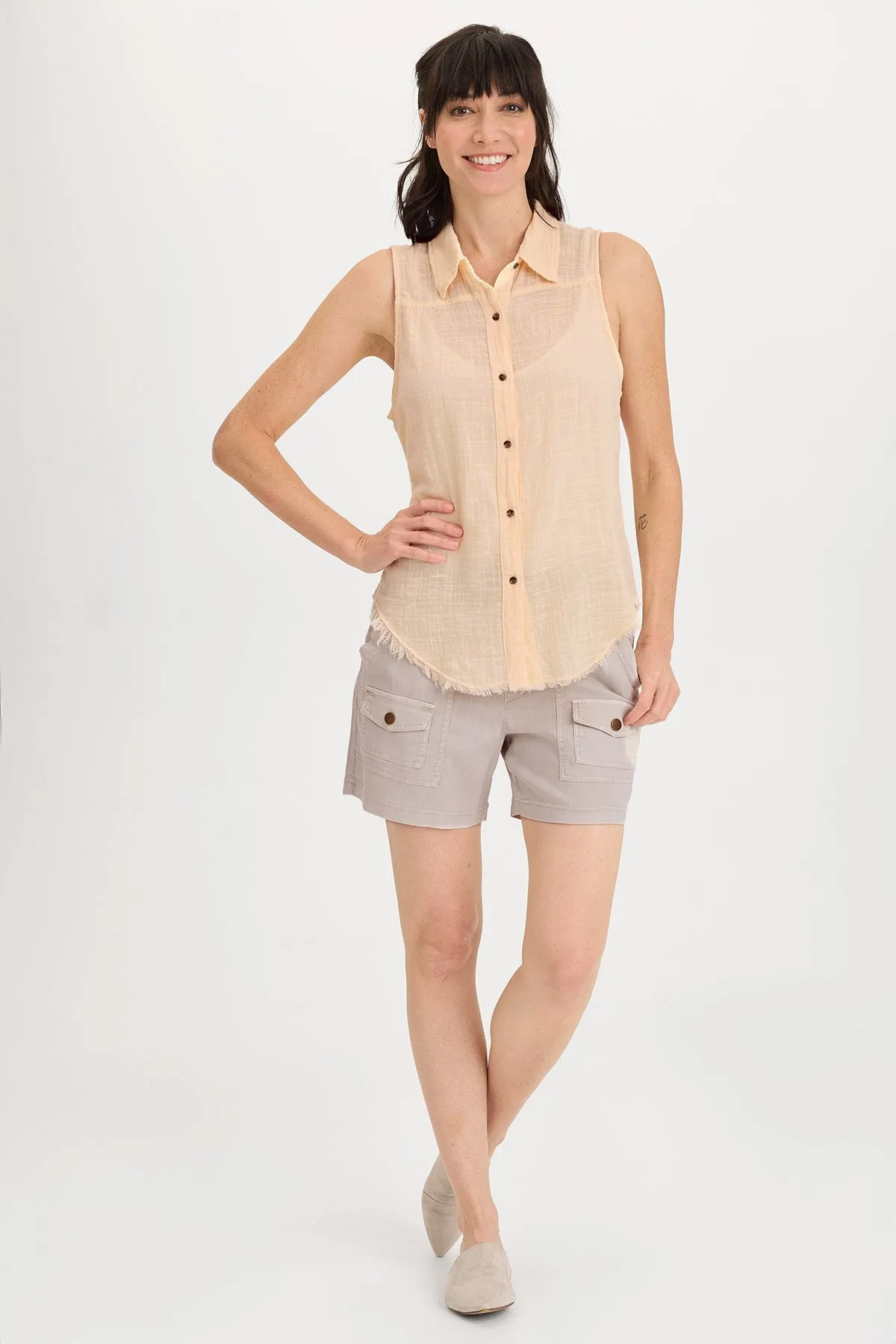 Otto Gauze Button-Up Tank Clear Tone