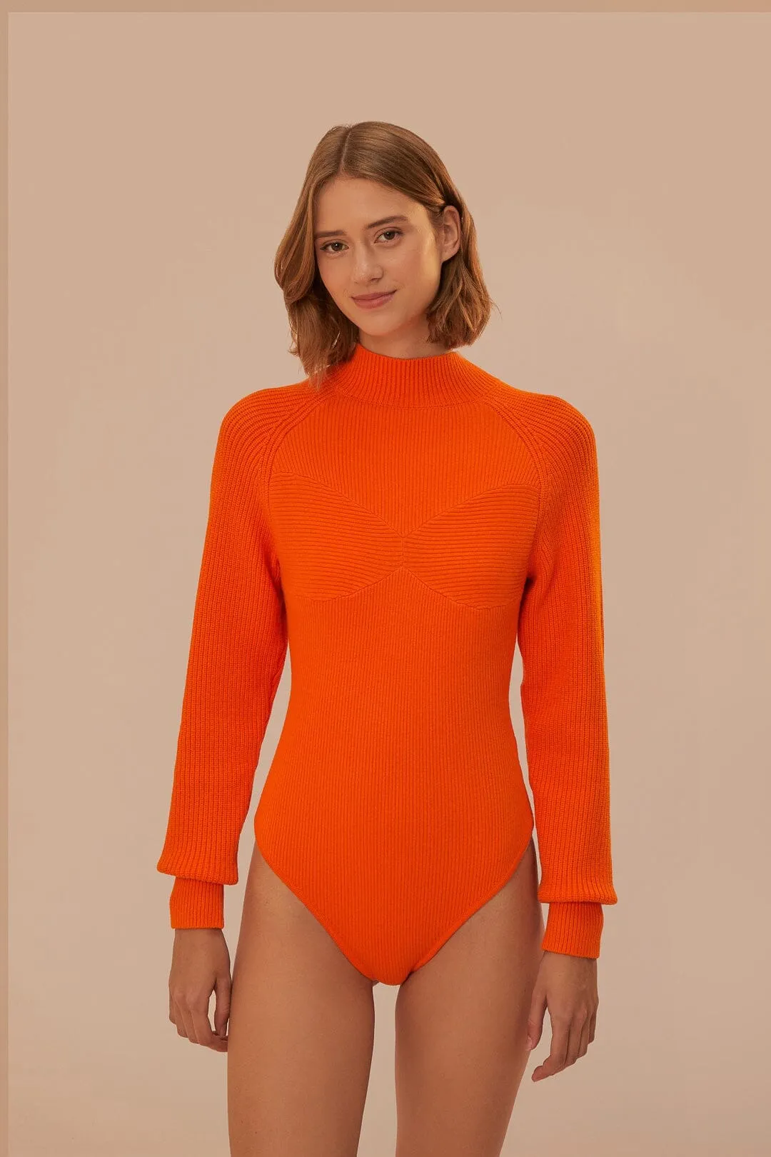Orange Knit Bodysuit Yoga Family