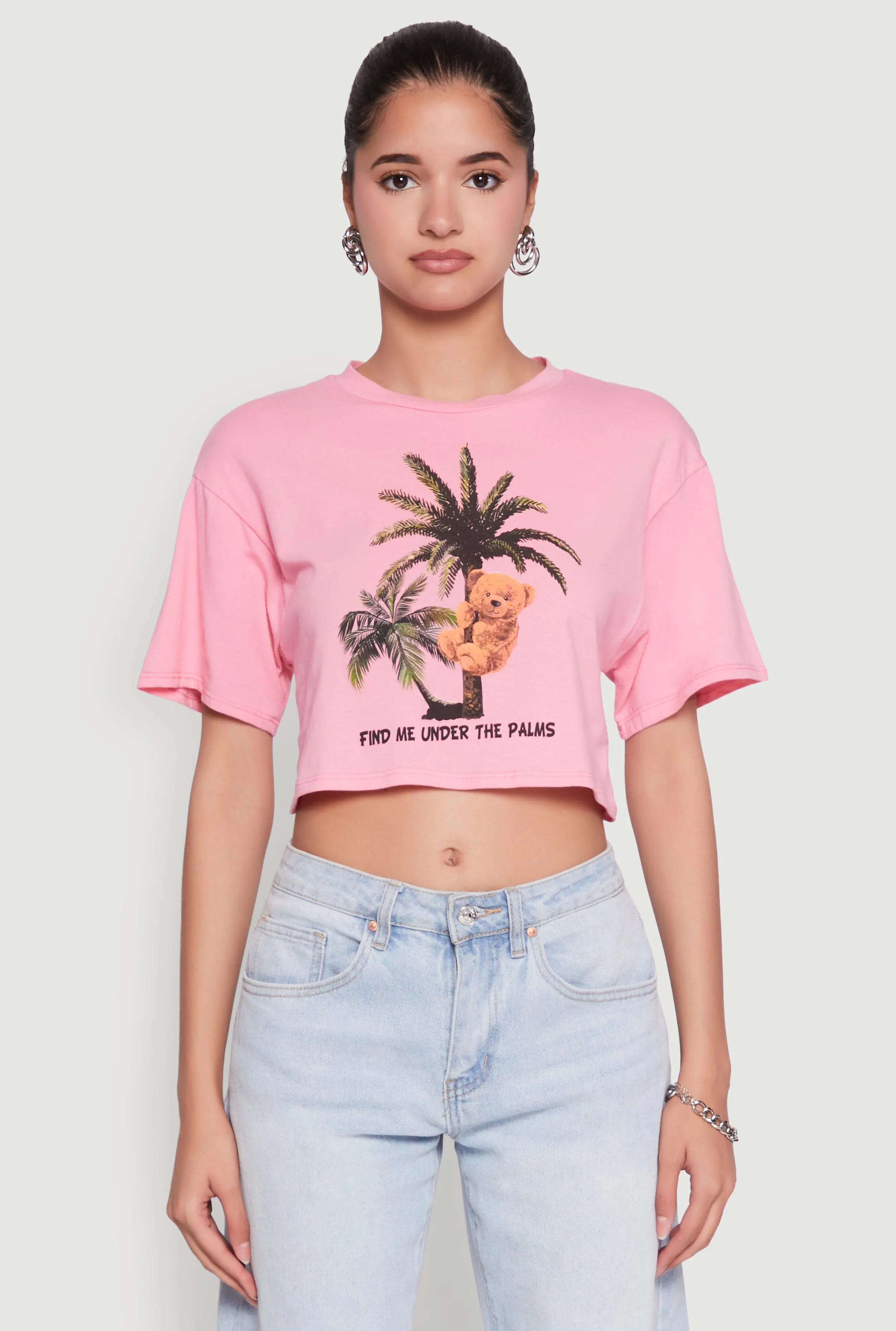 Cozy Fit Party fun Find Me Under The Palms Graphic Cropped T Shirt
