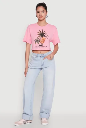 Find Me Under The Palms Graphic Cropped T Shirt Fun and Comfortable