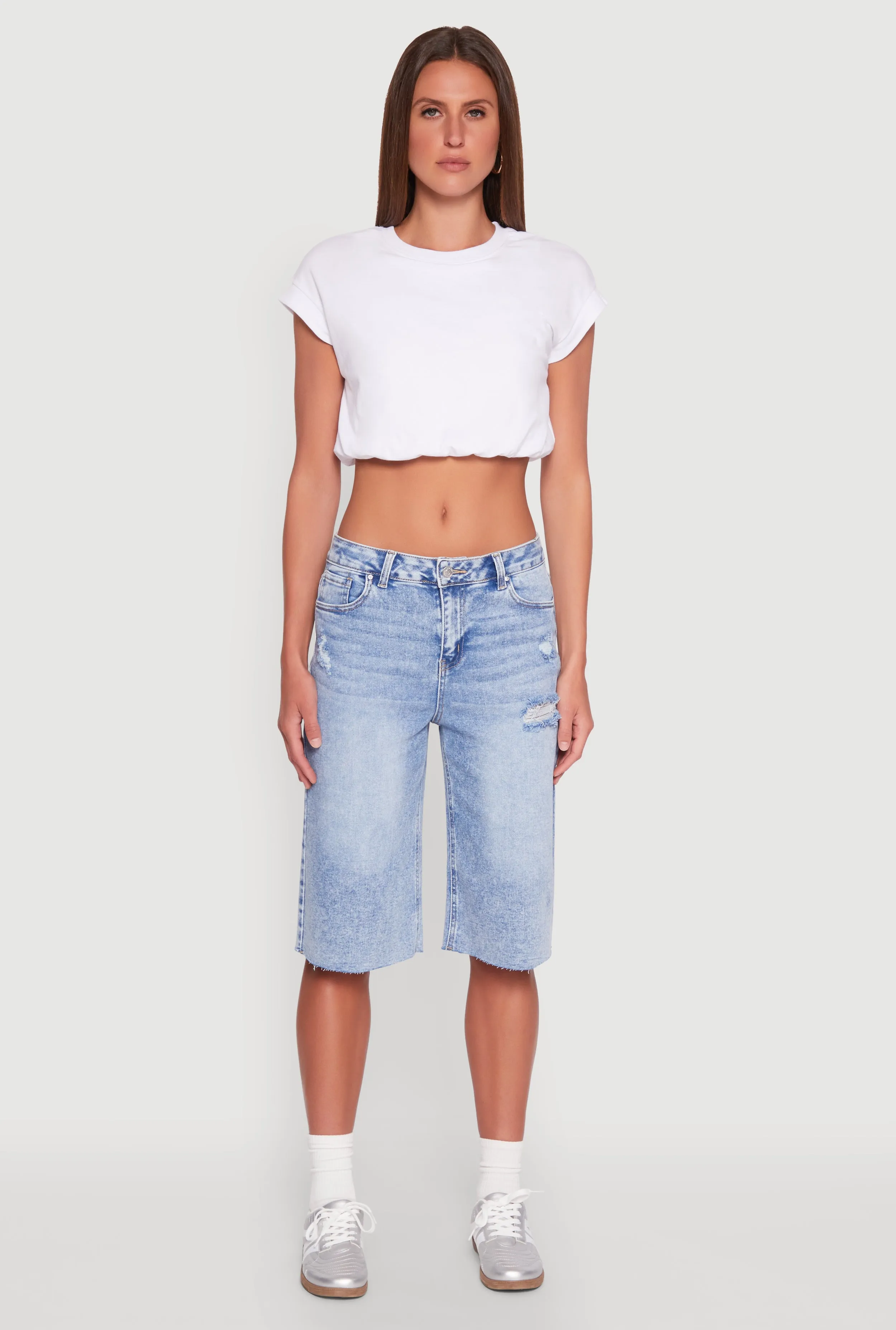 ComfortFirst Beaded details Bubble Hem Cropped Tee