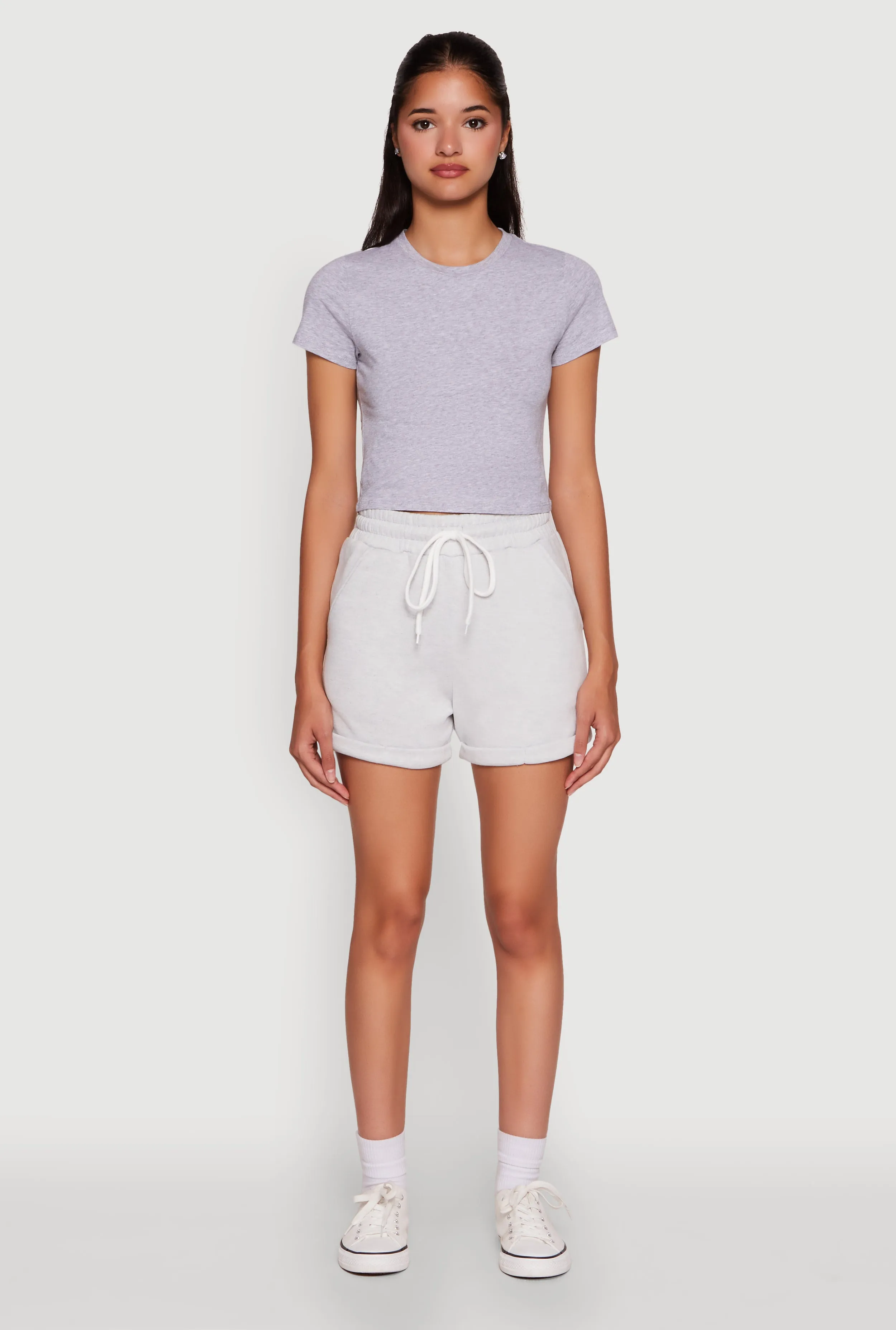 boots Soft Layers Chic Drawstring High Waisted Sweatshorts with Fixed Cuffs