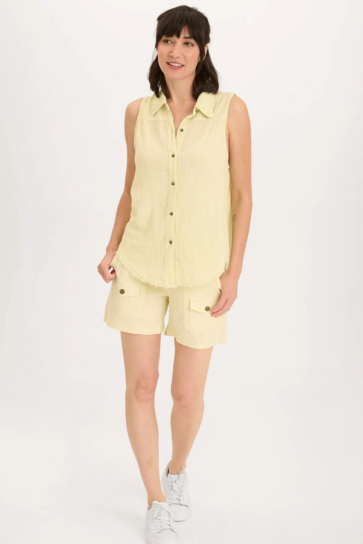 Global Glow Otto Gauze Button-Up Tank