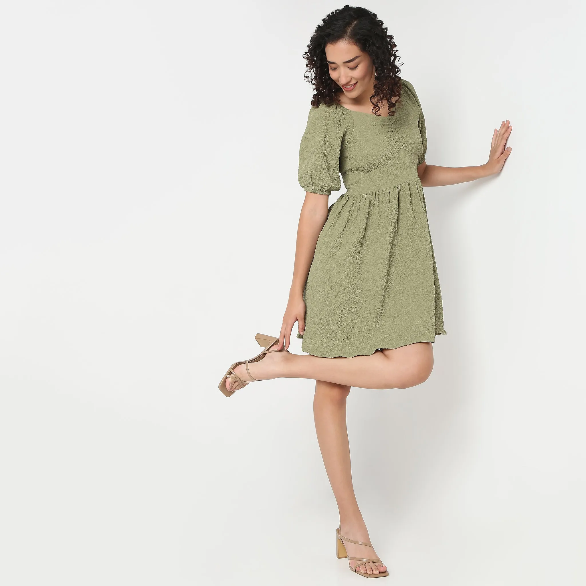 Betty Trendy Flare Dress ElasticWaistband