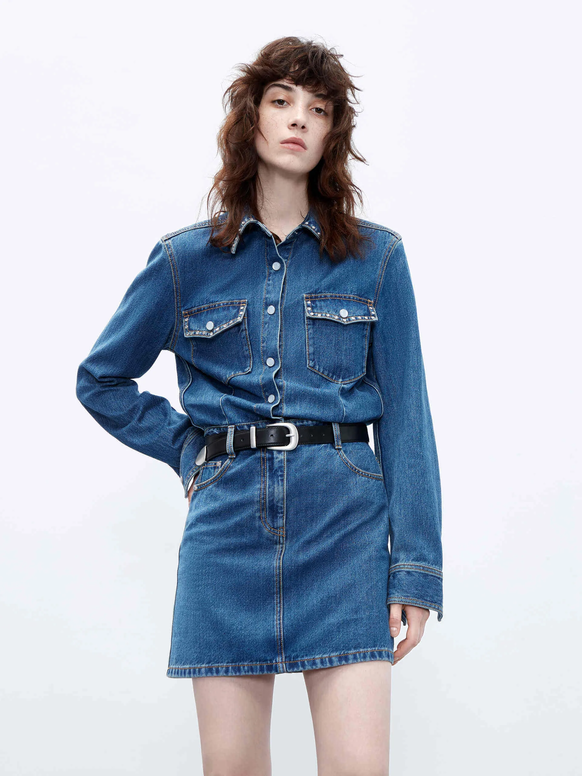 Long Sleeve Denim Dress Trend Pop