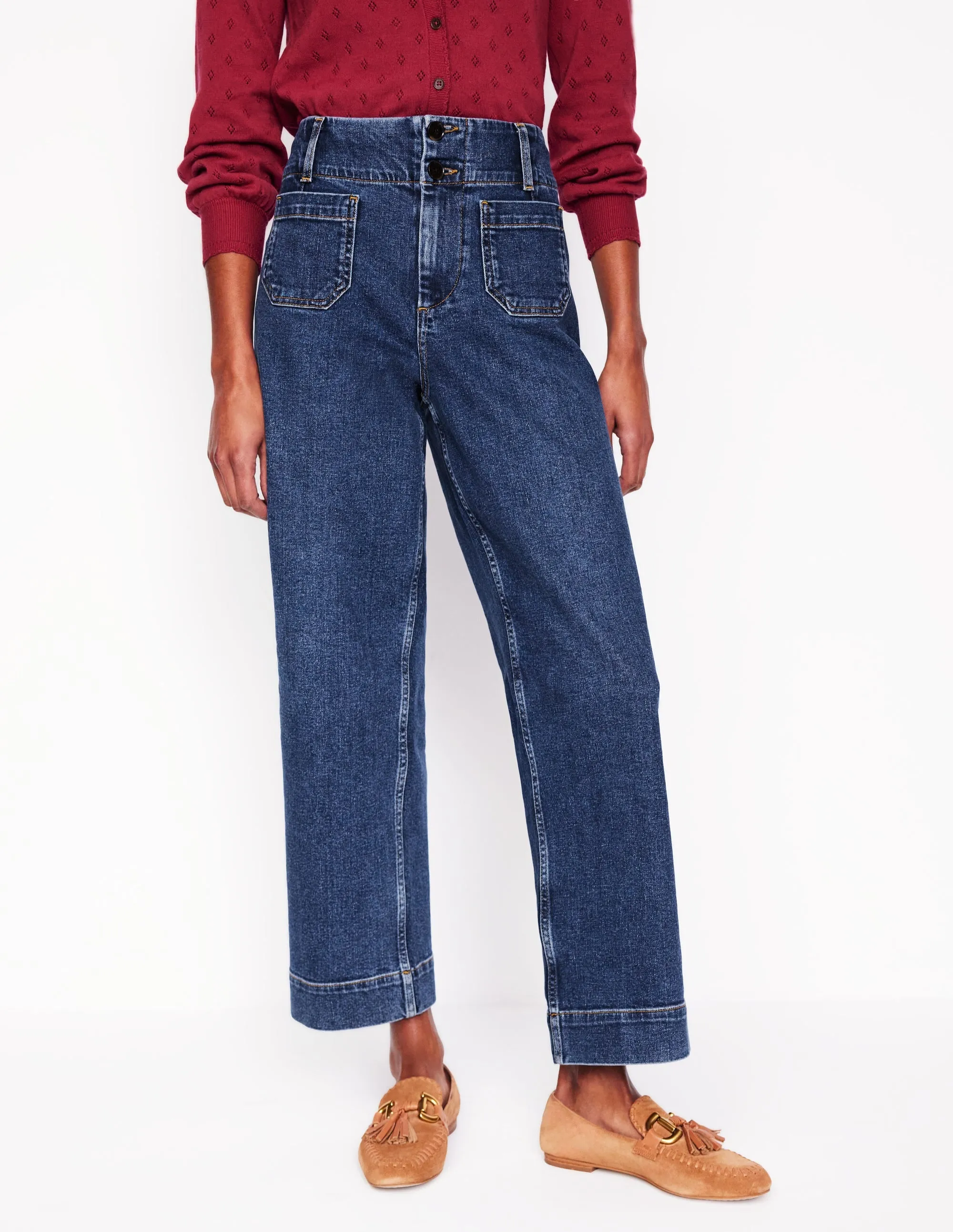 Primrose Patch Pocket Jeans-Mid Vintage Teen Outfit Nature Lover Unisex Wear