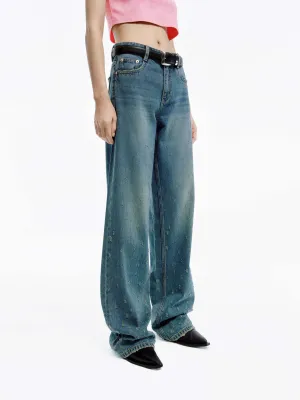 Smooth Form Distressed Detail Straight Jeans