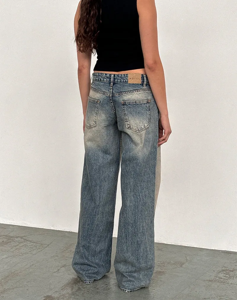 Seamless construction Roomy Extra Wide Low Rise Jeans in Dirty Blue
