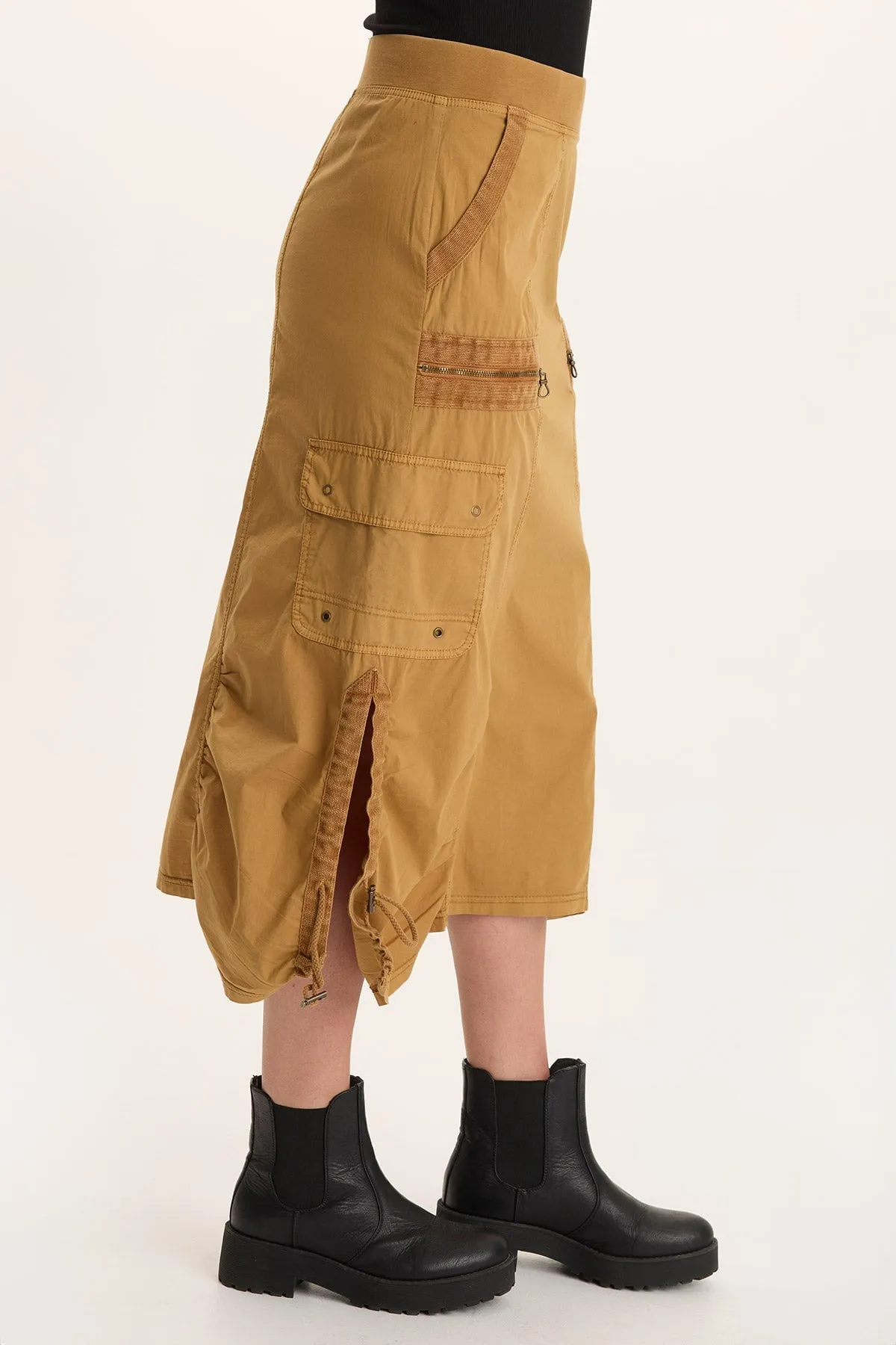 Shea Ruched Detail Cargo Midi Skirt Layer Play Ocean Glow