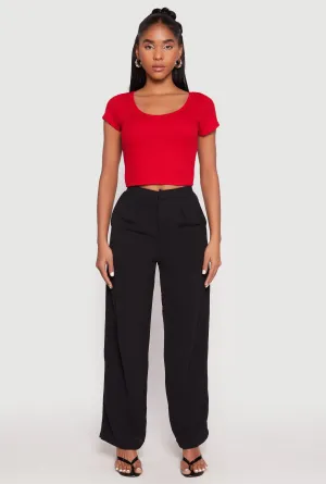 Geometric Print Outdoor Ready Waffle Knit Short Sleeve Crop Top