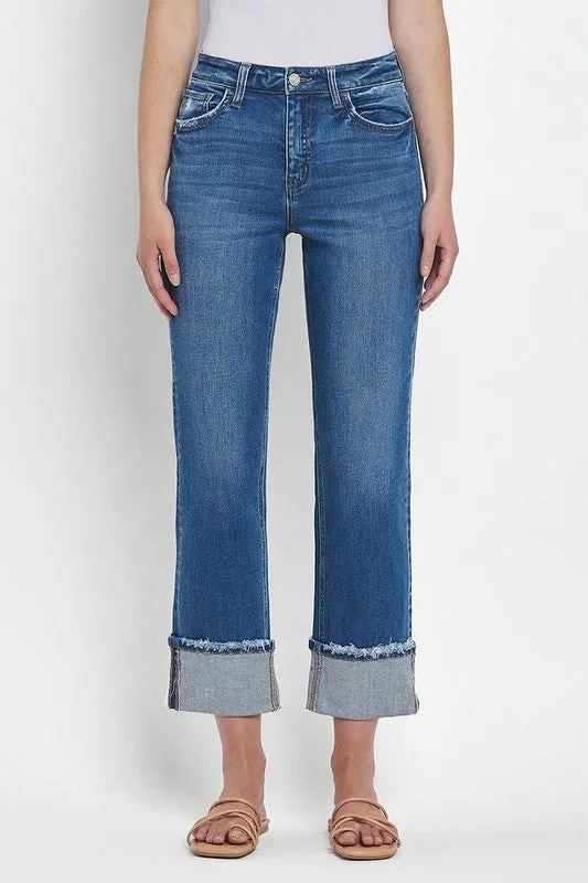Vervet Daphne High Rise Cuffed Straight Halo Glow New Yorker