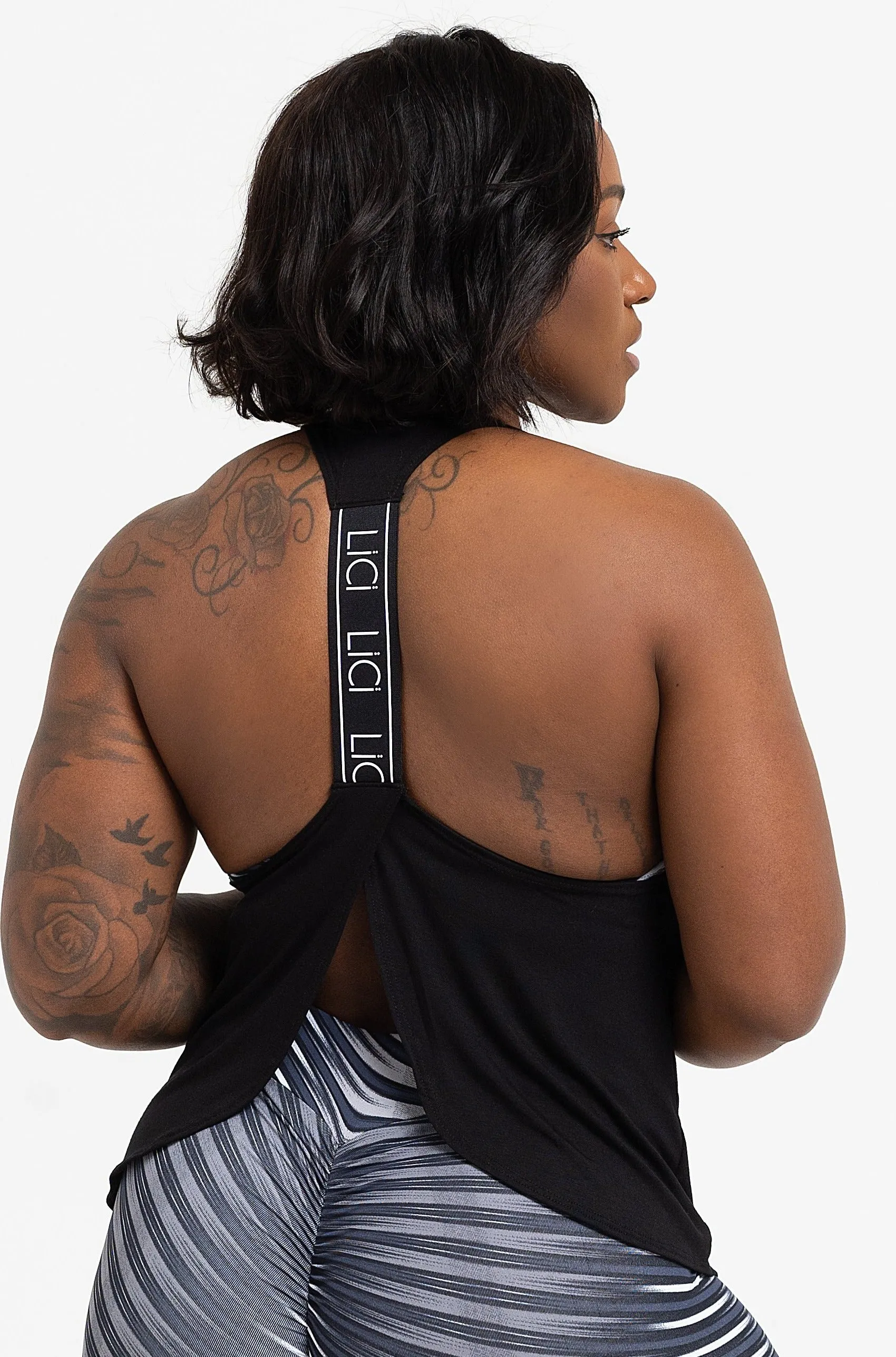 Road Soul Gentle Glow Black Petal Back Tank Top