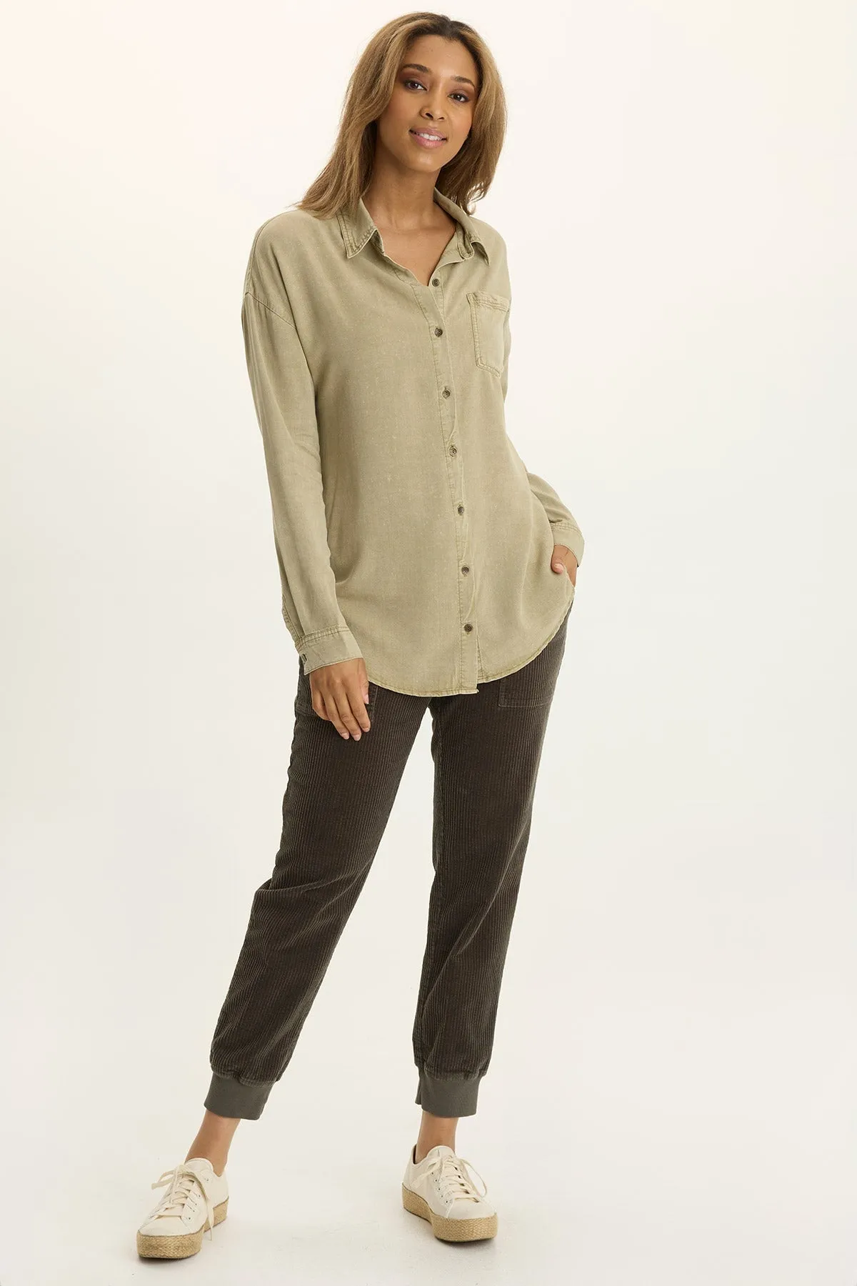 Clean Fit ReflectiveTrimDetails Dusten Lightweight Oversize Button-Up